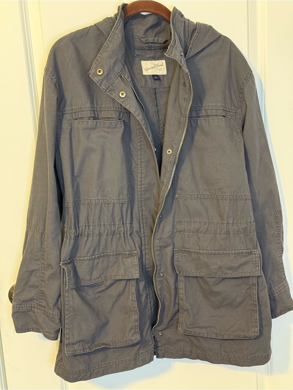 Universal Thread Utility Jacket Gray Hooded Anorak Cargo Women’s Large